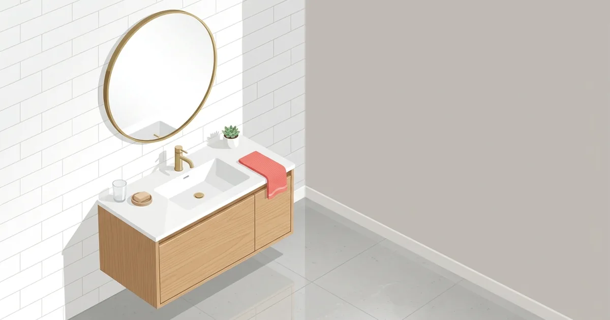 A modern, freshly refinished white bathroom tile wall next to a clean vanity.