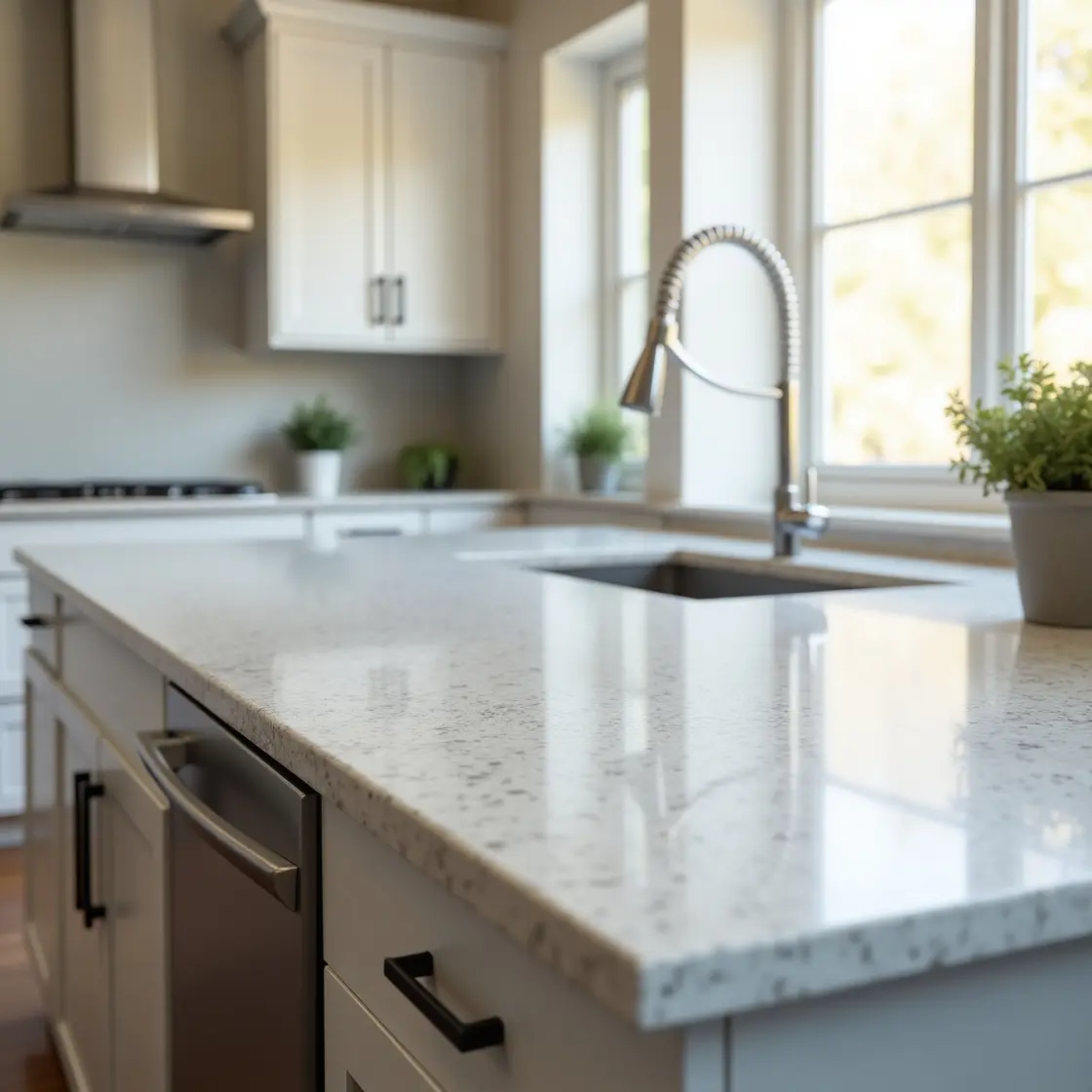 A modern refinished kitchen countertop